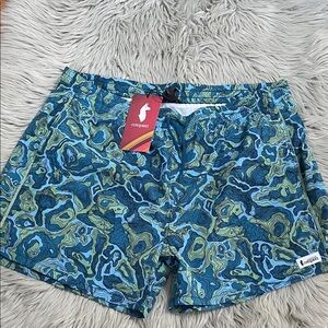 Cotopaxi Blue and Green Patterned Swim Shorts